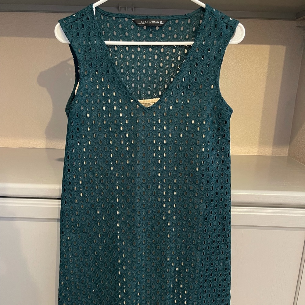 Sleeveless Green & Nude Zara dress